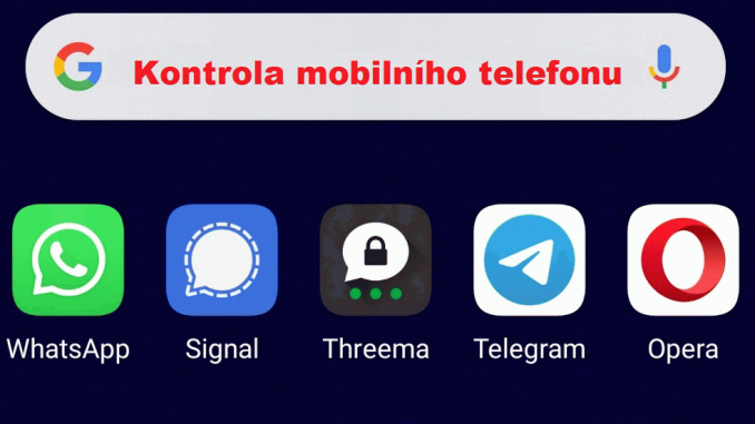 Kontrola mobilního telefonu na monitorovací programy.